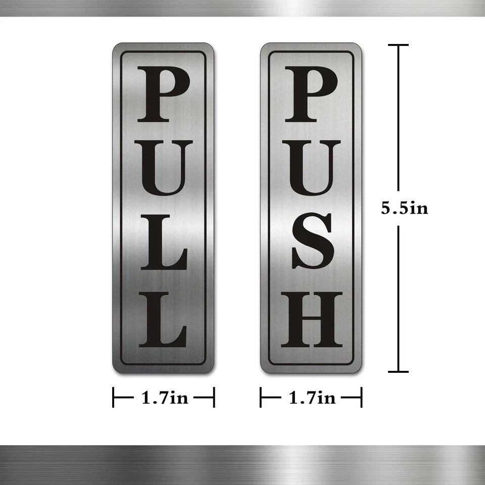 Metal Stainless Steel push pull signs for door,With Self Classic
