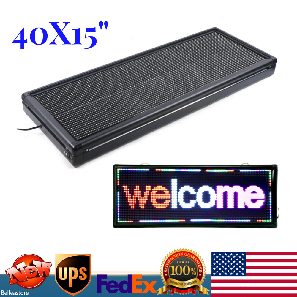 LED Sign 40X15&Prime; 3Color Programmable Scrolling Message Display Board Advertising