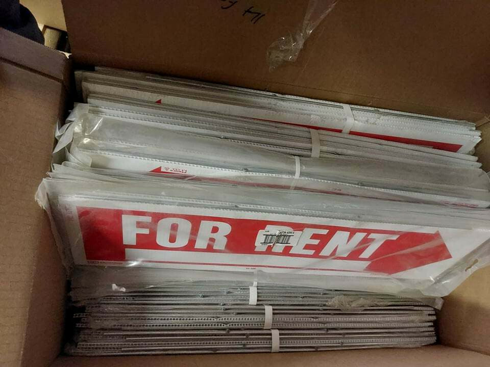 (5 Pack) Hy-Ko For Rent Corrugated Plastic Sign w/ H-Bracket 6&Prime;x23&Prime; Double Sided