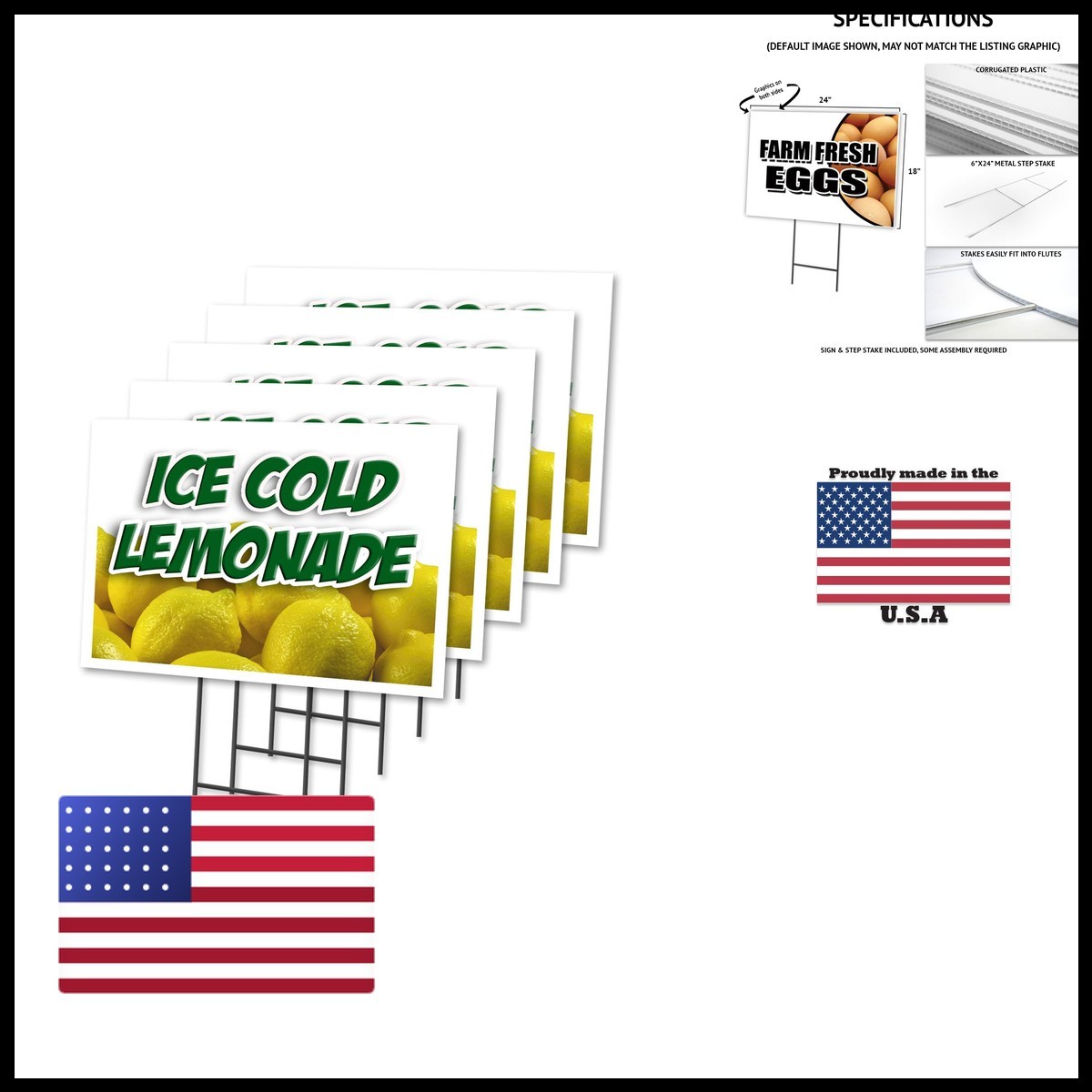 Signmission Lemonade 1 5 Pack Of 18 X 24 Yard Your Included Image On Both In
