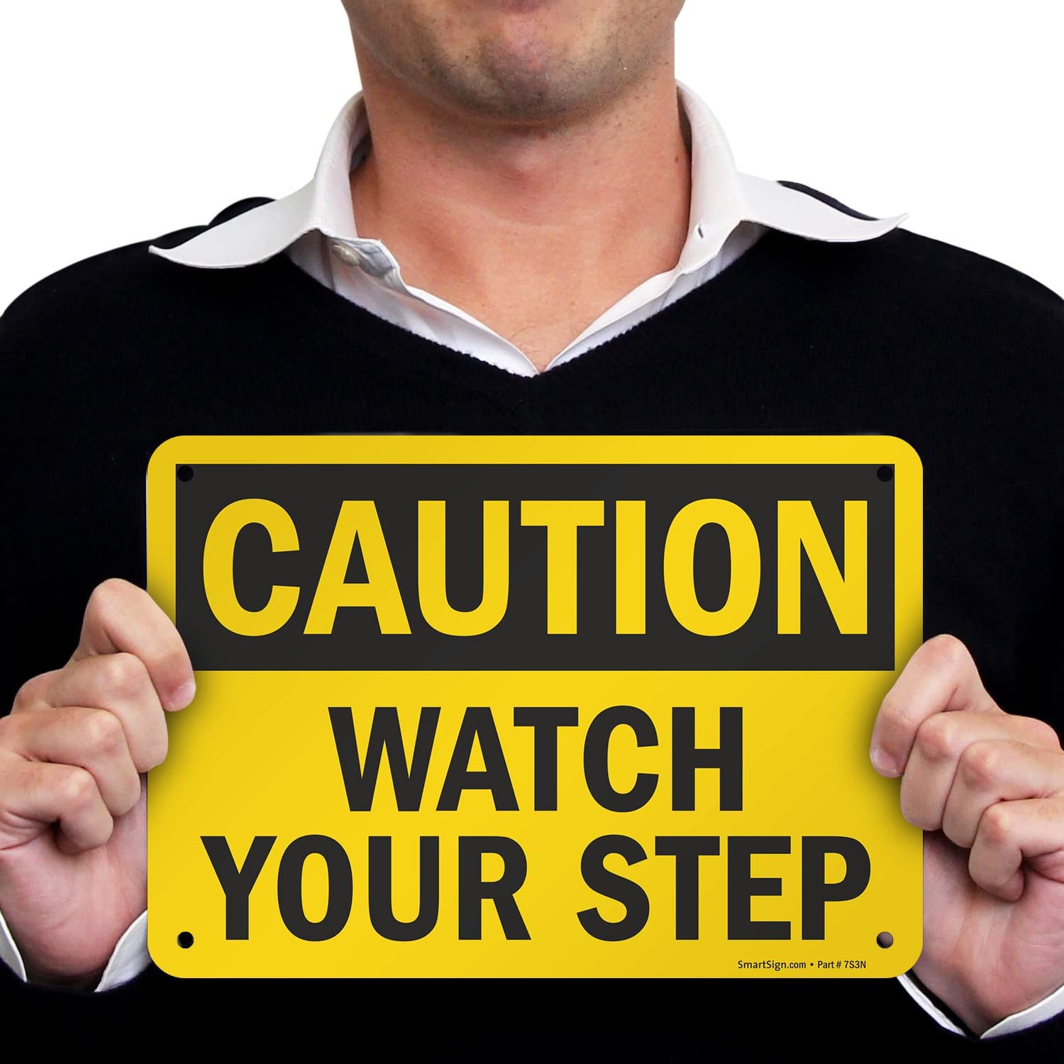 7×10 Inch Aluminum Caution Watch Your Step Warning Sign For Indoor Or Outdoor