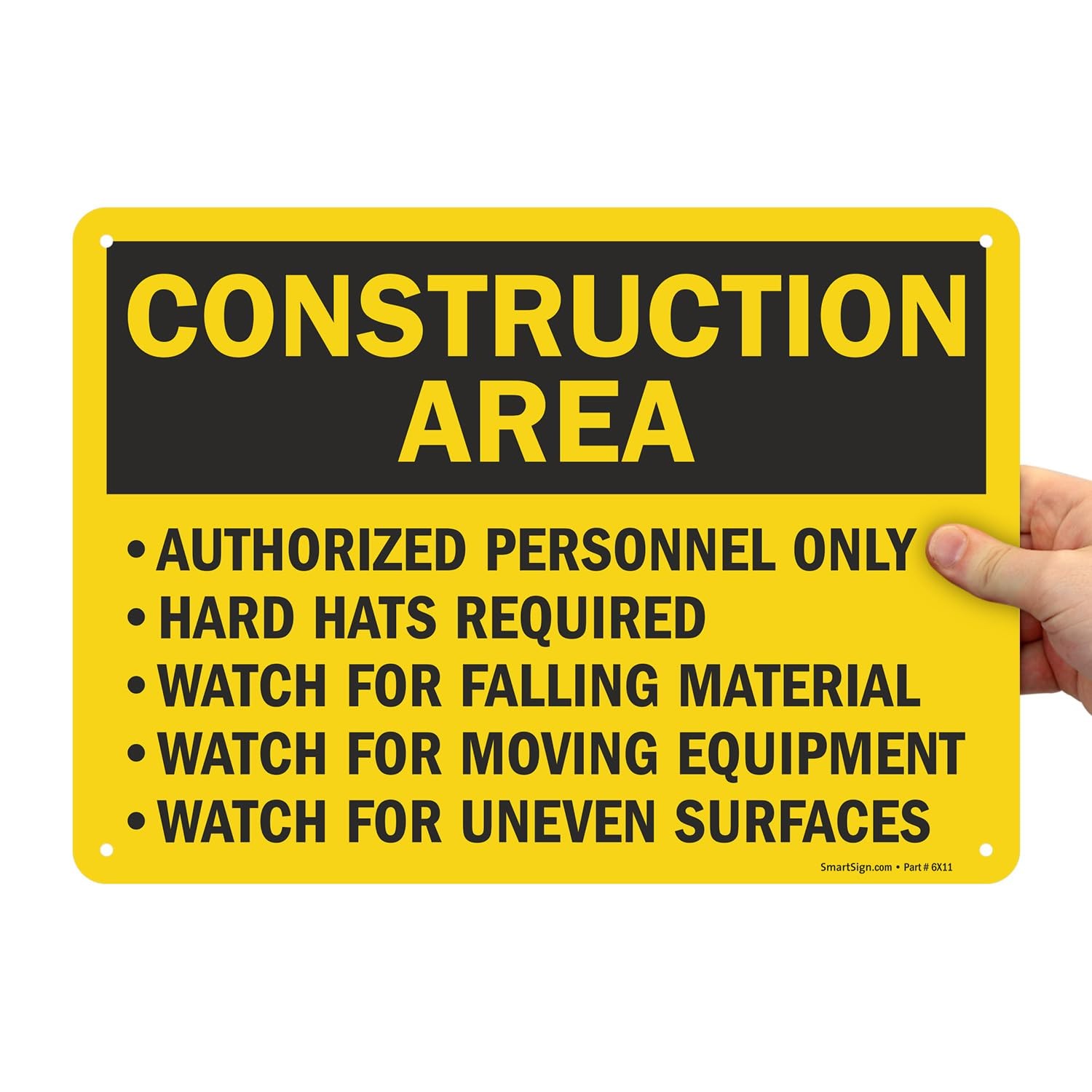 10×14 Inch Aluminum Construction Area Authorized Personnel Hard Hats Required