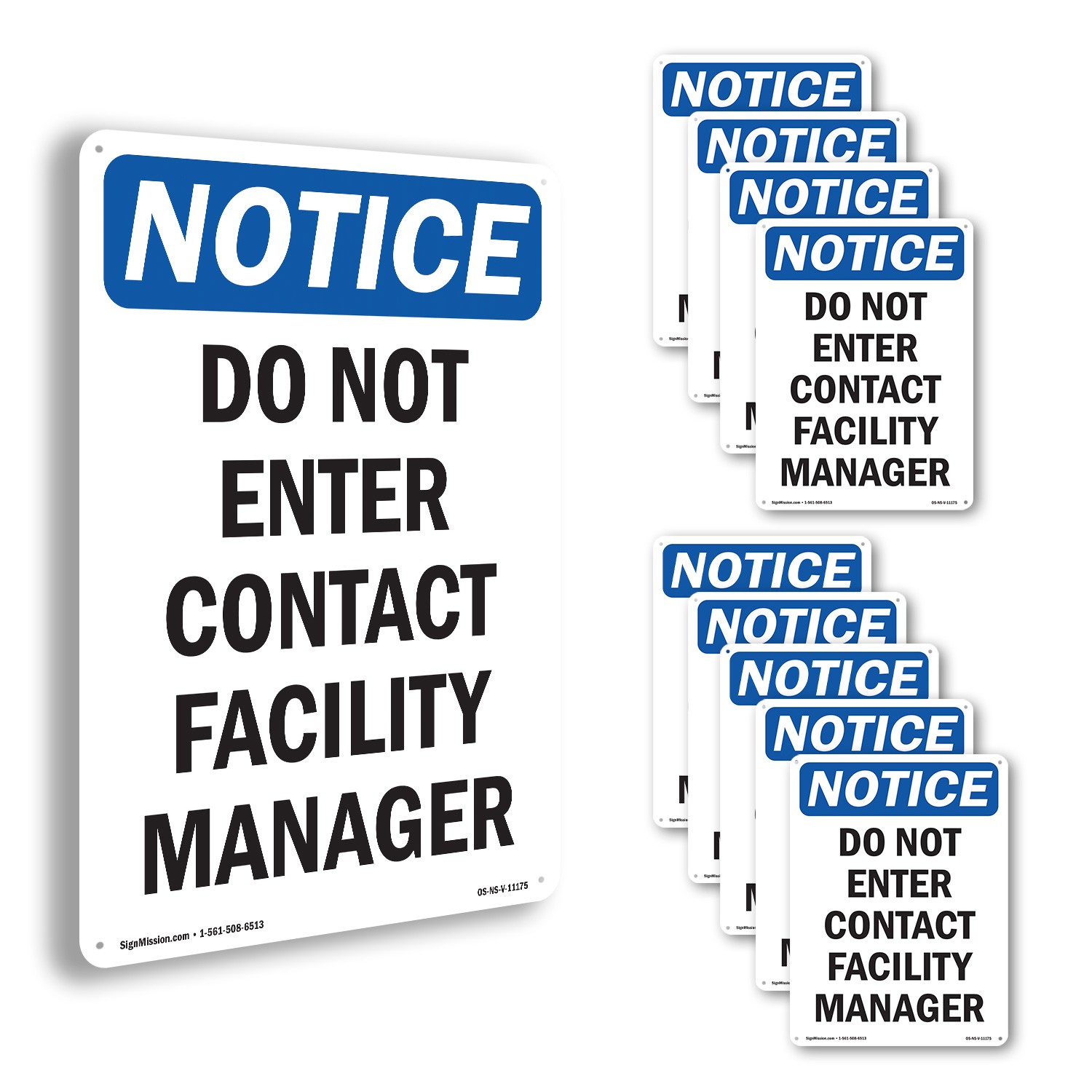 Do Not Enter Contact Facility Manager OSHA Notice Sign Or Decal – 5 or 10 Pack