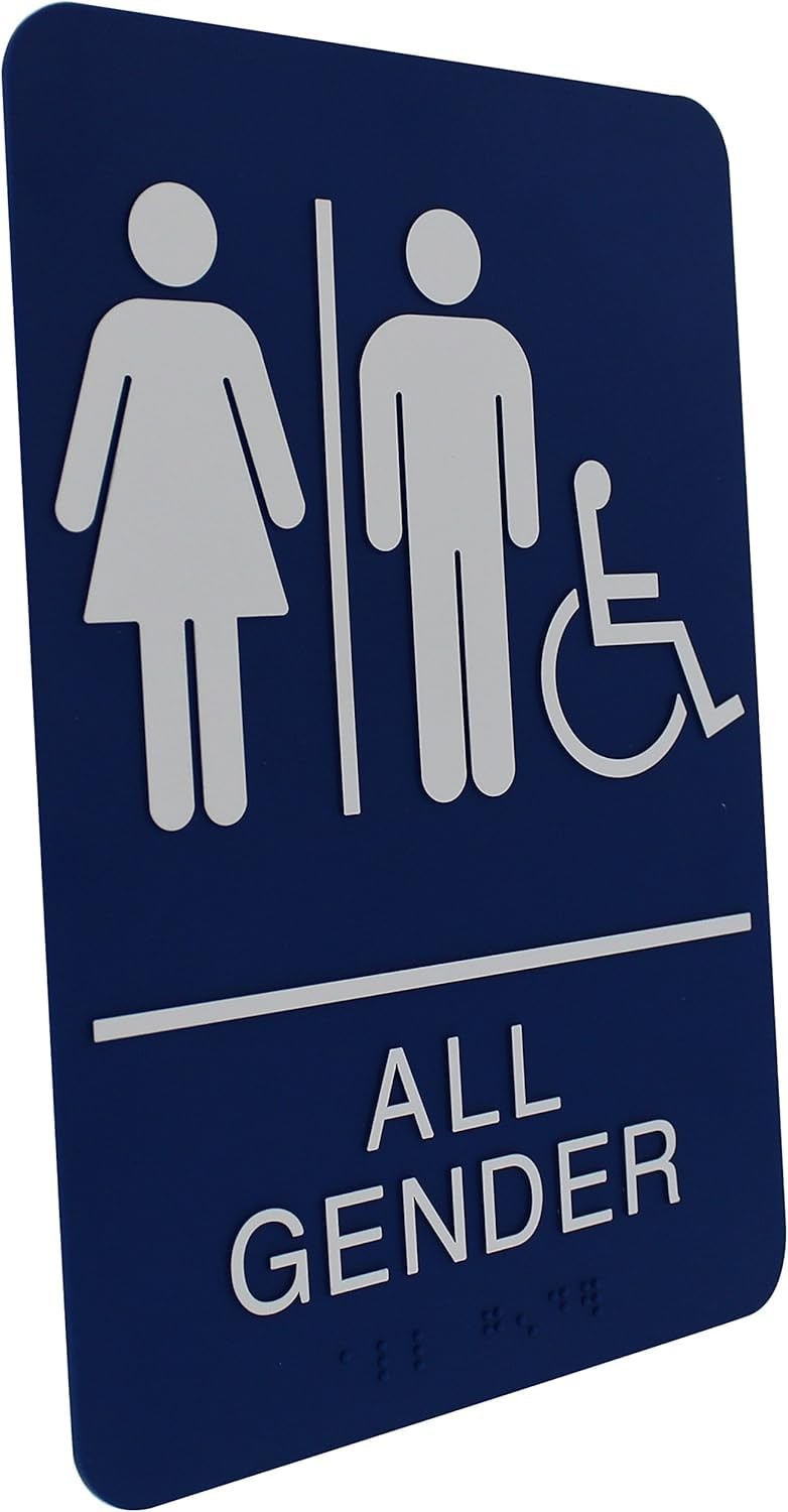 Headline Sign 9487 ADA Wheelchair Accessible All Gender Restroom Sign 6×9 Blue