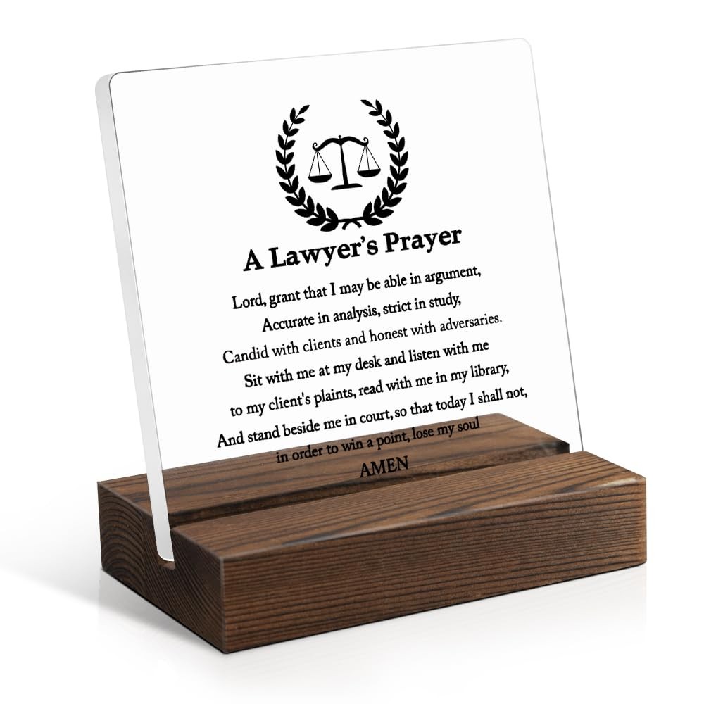 A Lawyers Prayer Acrylic Sign Wooden Stand Funny Legal Gift Law Graduation