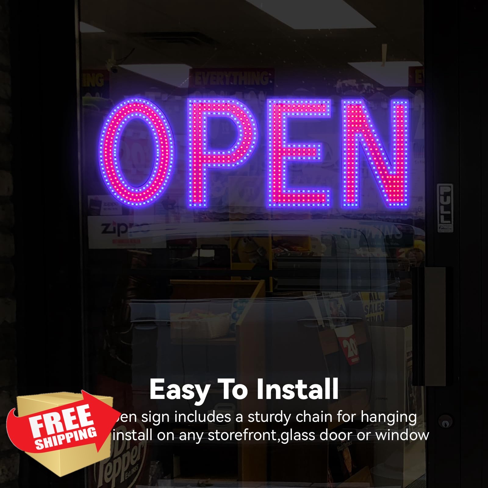 Thirdpolite 48&Prime;x17&Prime; Red and Blue LED Open Sign