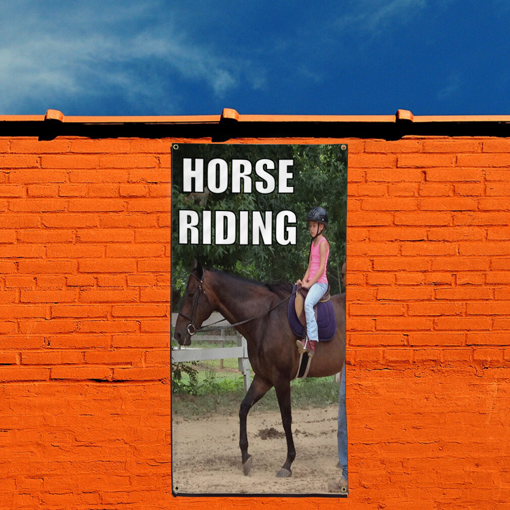 Vertical Vinyl Banner Multiple Sizes Horse Riding B Sports Lifestyle Outdoor