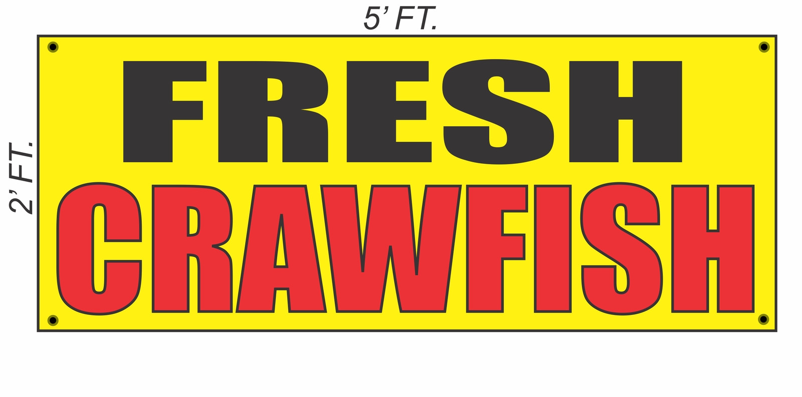 FRESH CRAWFISH Banner Sign Yellow with Red & Black