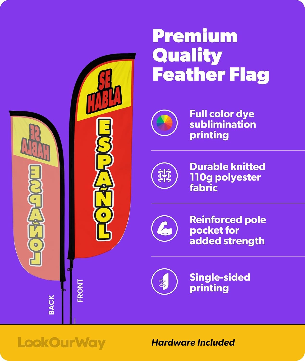 Feather Flag Set 5ft Tall Advertising Banner Flag W/ Pole Kit & Ground Spike