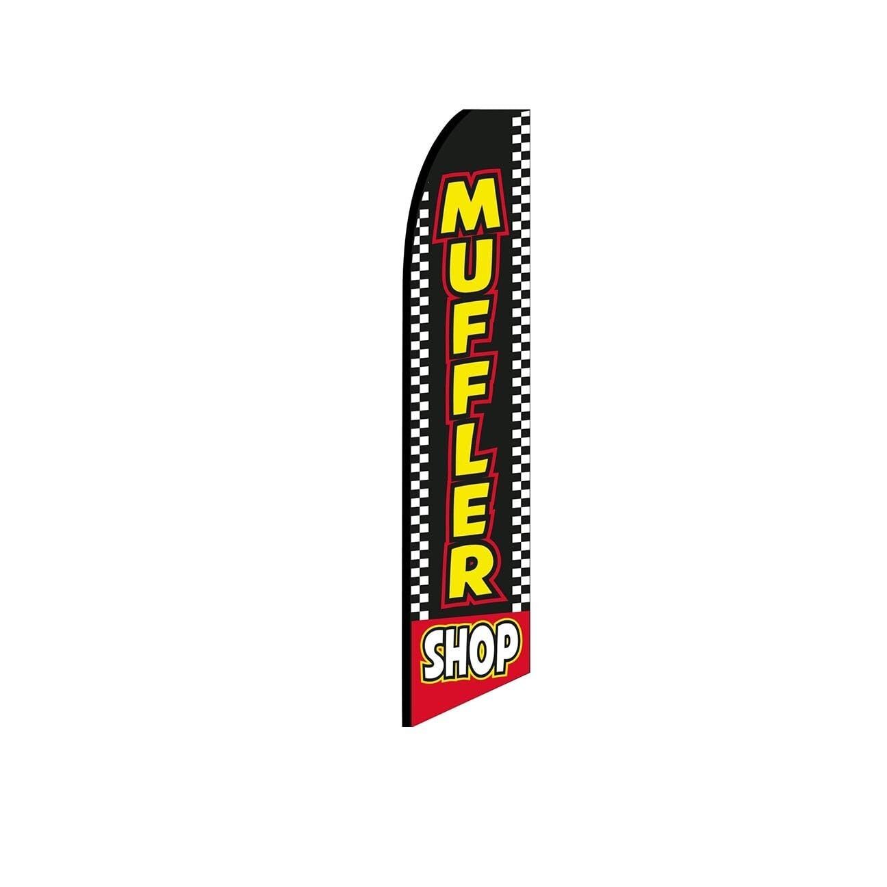 Muffler Shop Swooper Flutter Feather Flag | 3ft W x 11.5ft Tall