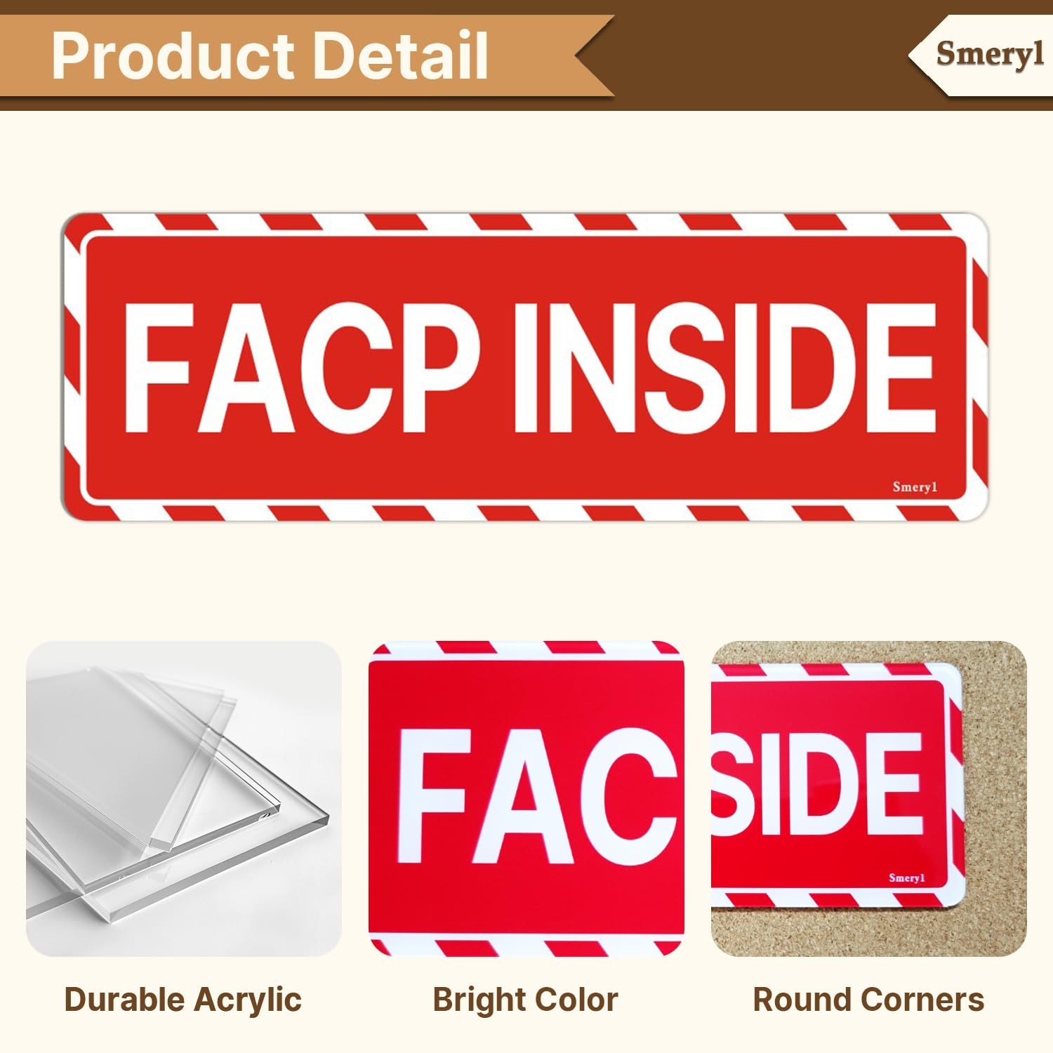 2 PCS FACP Inside Signs Fire Alarm Control Panel 9×3 Inch Thick Acrylic