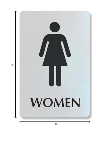 6 x 9 inch Womens Restroom Sign with Pictogram 40 mil Stainless Steel Metal E…