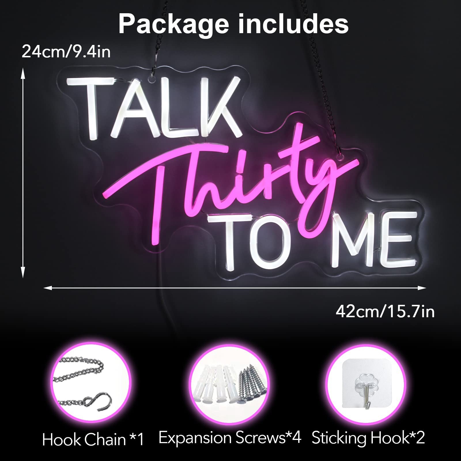 Talk Thirty To Me Neon Sign Dimmable 30th Birthday Neon Light Party Words Neo…