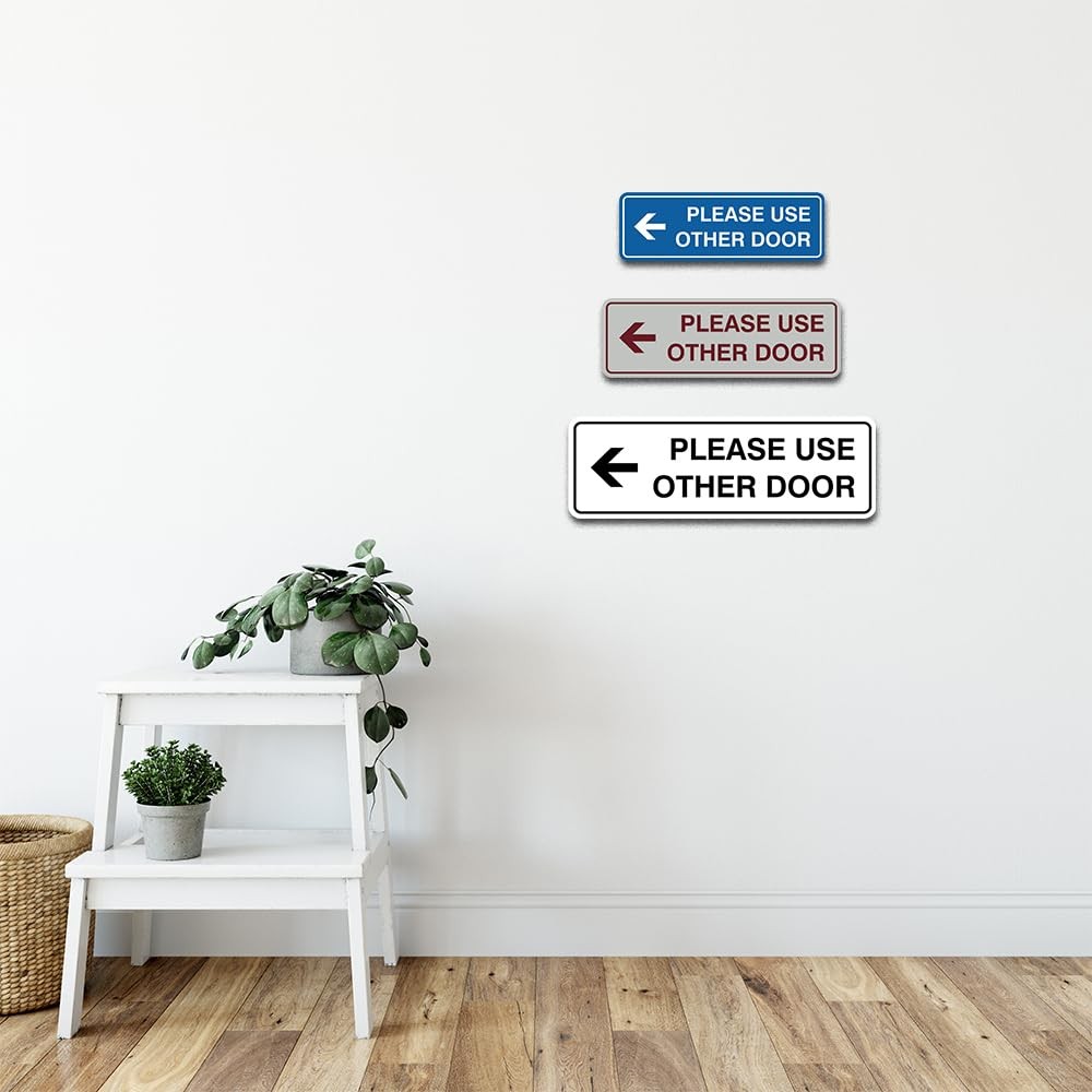 1 PCS Standard Please Use Other Door Left Arrow Sign White Small Wall Decor