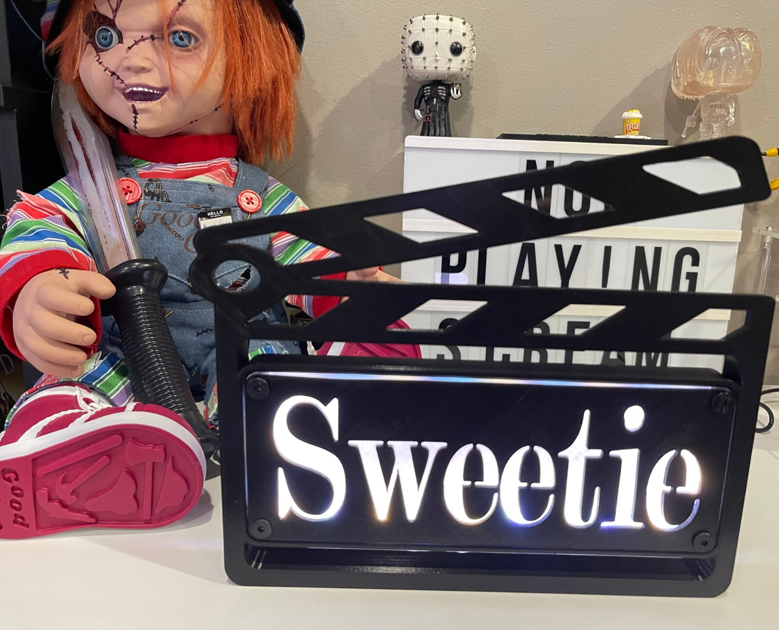 Custom MultiColor LED Clapboard Movie Sign With Remote – Add Any Name You Want,