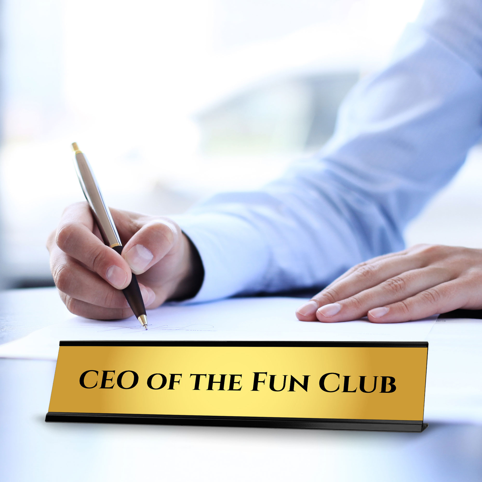 CEO Of The Fun Club 2 x 10&Prime; Desk Sign | Funny Home & Office Decor