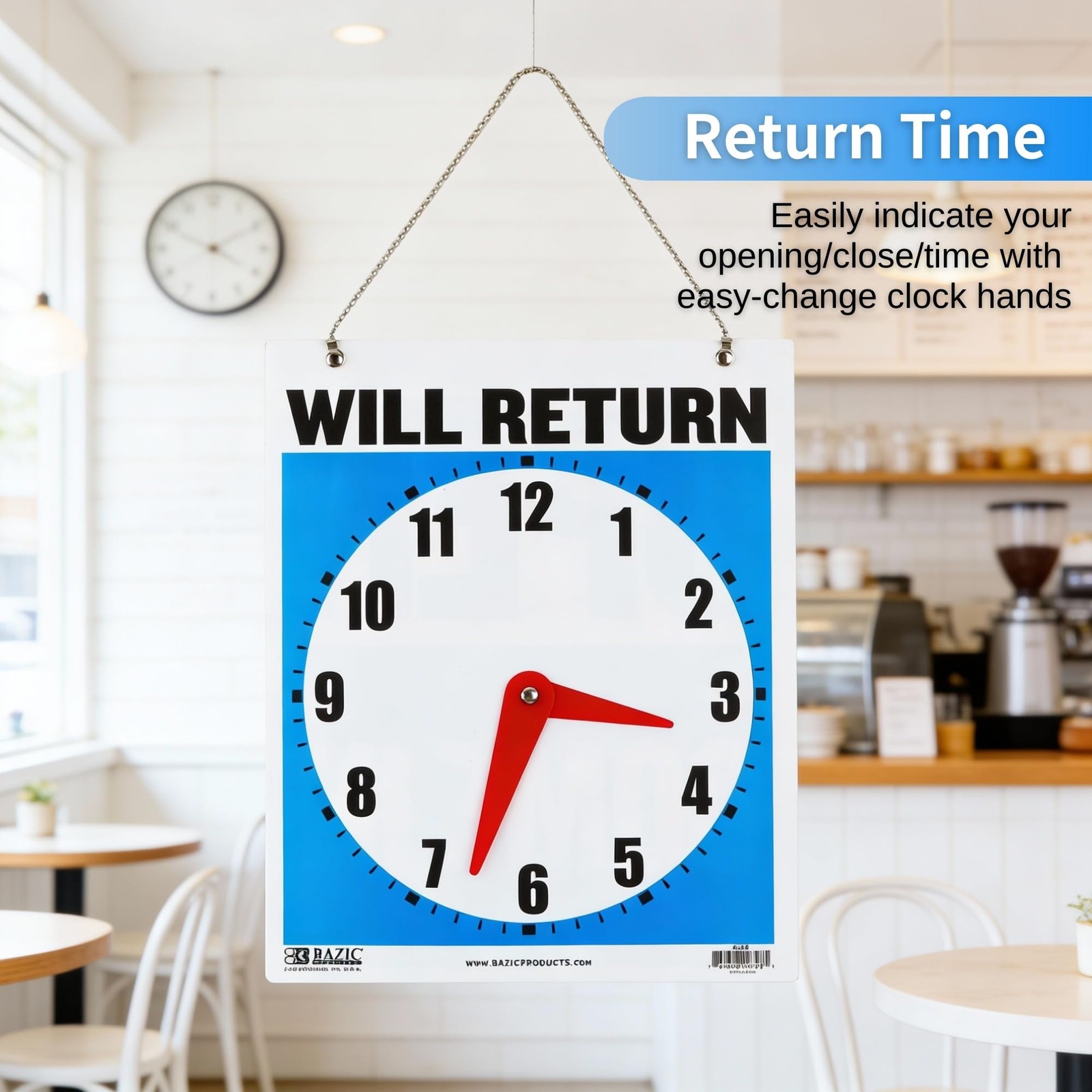 Double Sided Closed/Open Clock Sign with Movable Clock Hands for Hotel Store