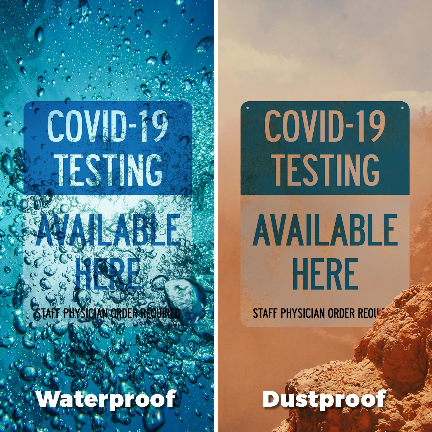 COVID-19 Testing Available Here Public Safety Sign Metal, Decal – 5 or 10 Pack