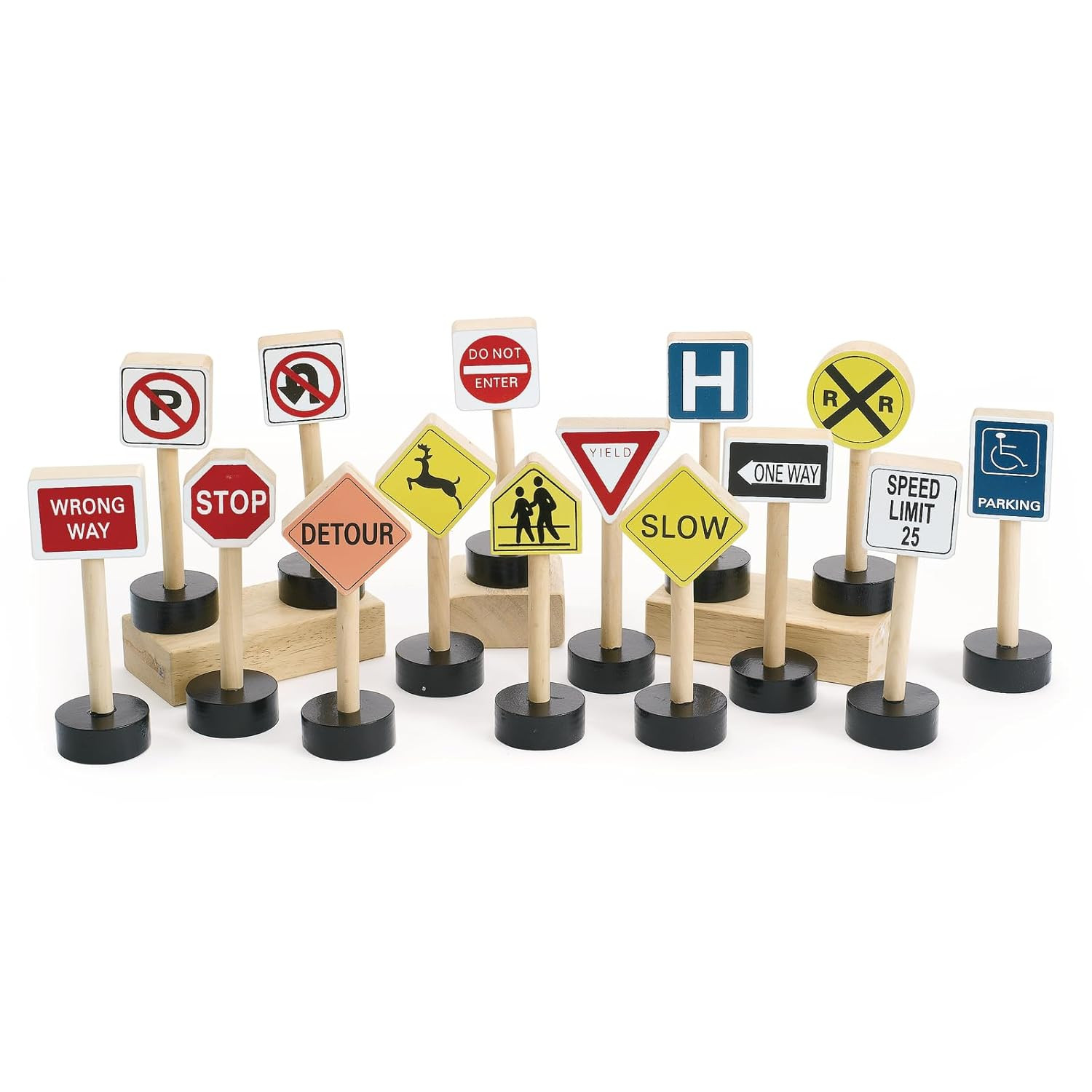 15-Piece, 5.5 Inches H, Premium Wooden Street Signs Playset