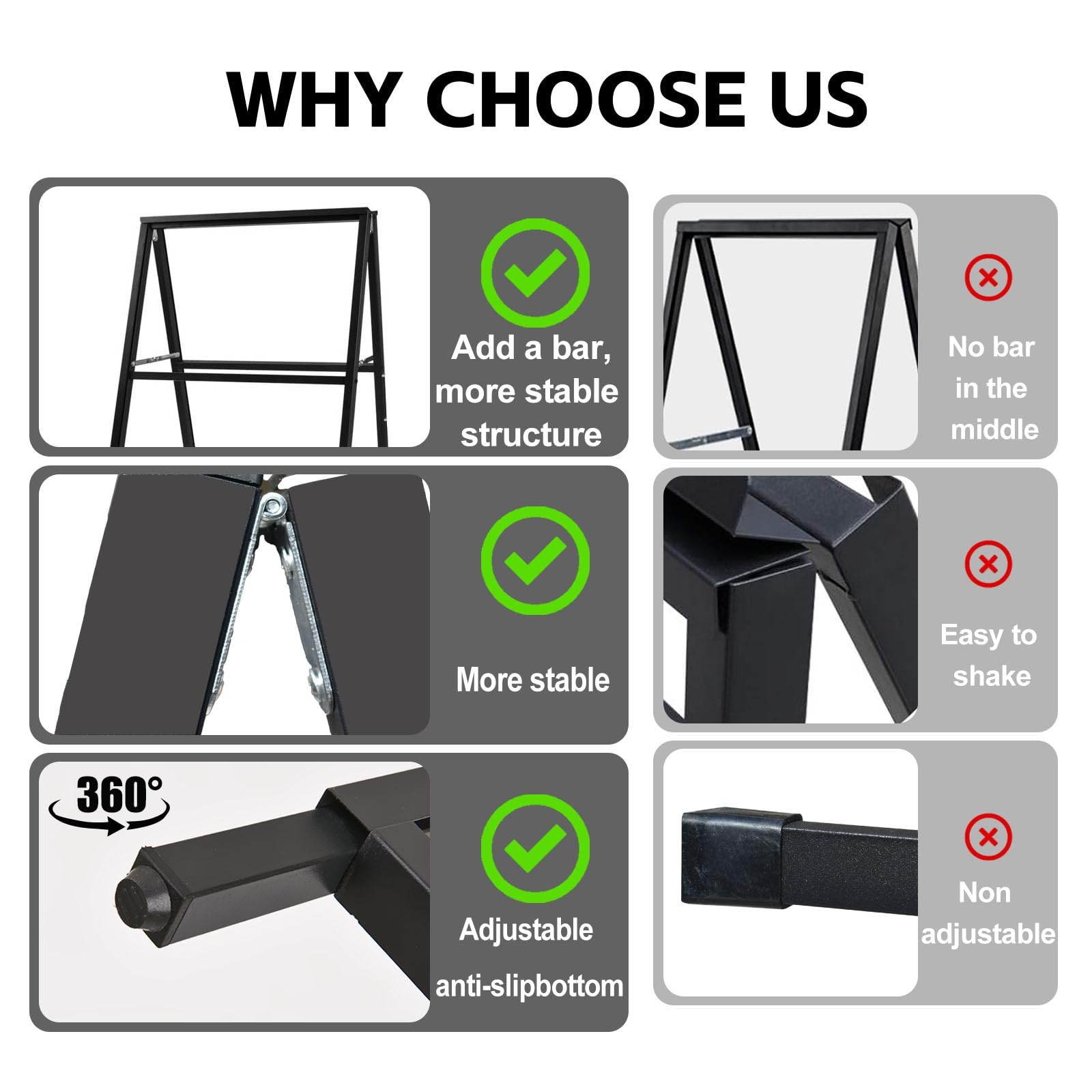 24 x 36 Inch A Frame Sign Double-Sided Folding Sandwich Board Heavy Duty Slid…