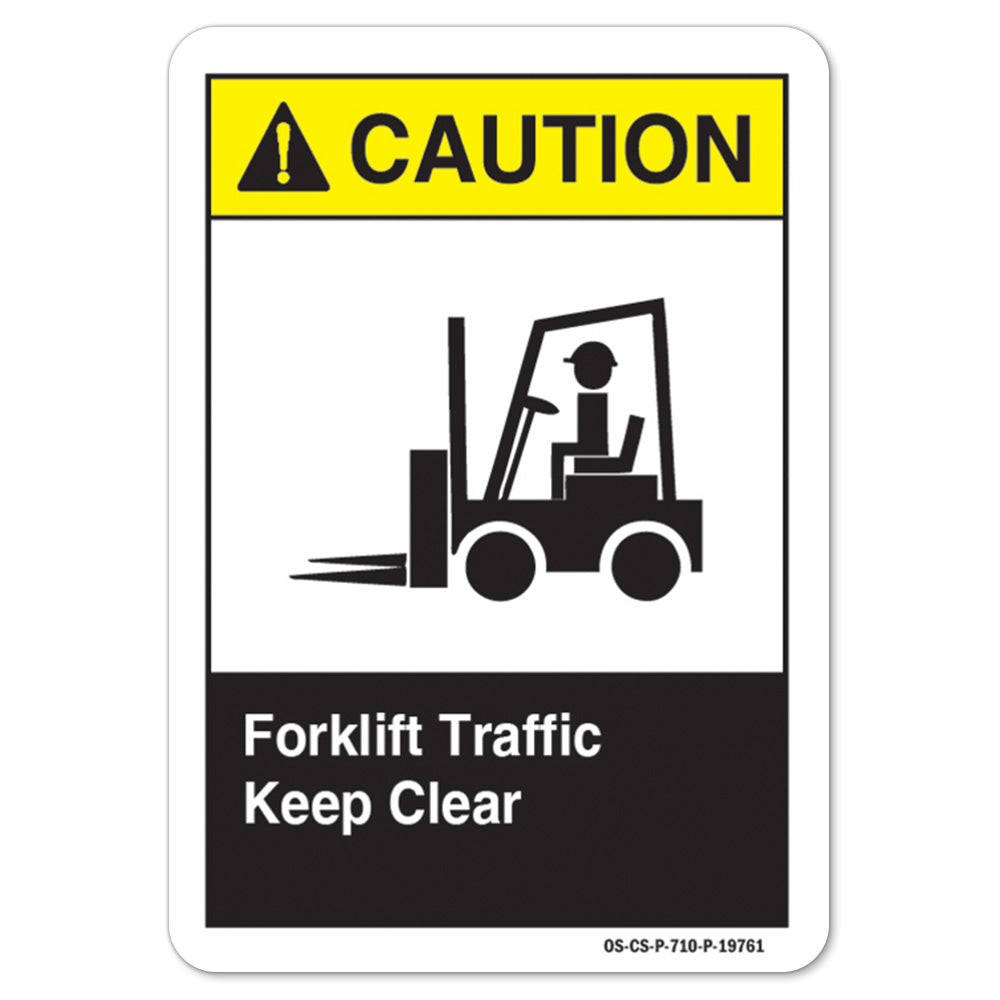 Forklift Traffic Keep Clear ANSI Caution Sign Metal Plastic Decal