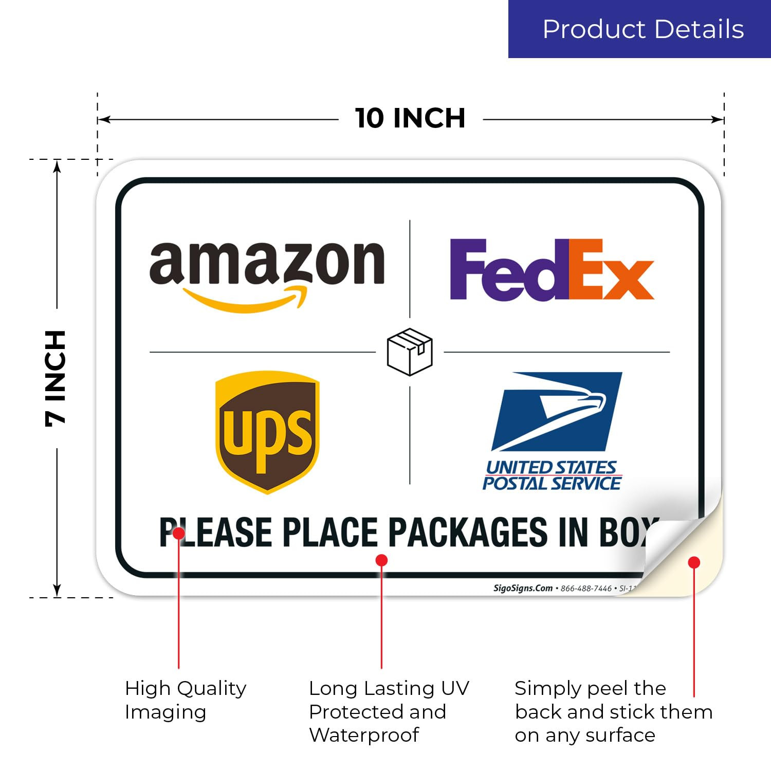 Package Delivery Sign, Delivery Instructions Fedex Amazon Ups USPS Sign, 10X7 In