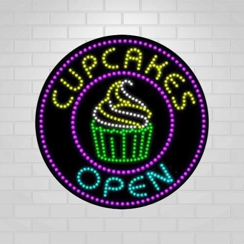 LED Open Cupcakes Sign for Retail Displays | Light Up Sign | 26&Prime;H x 26&Prime;W