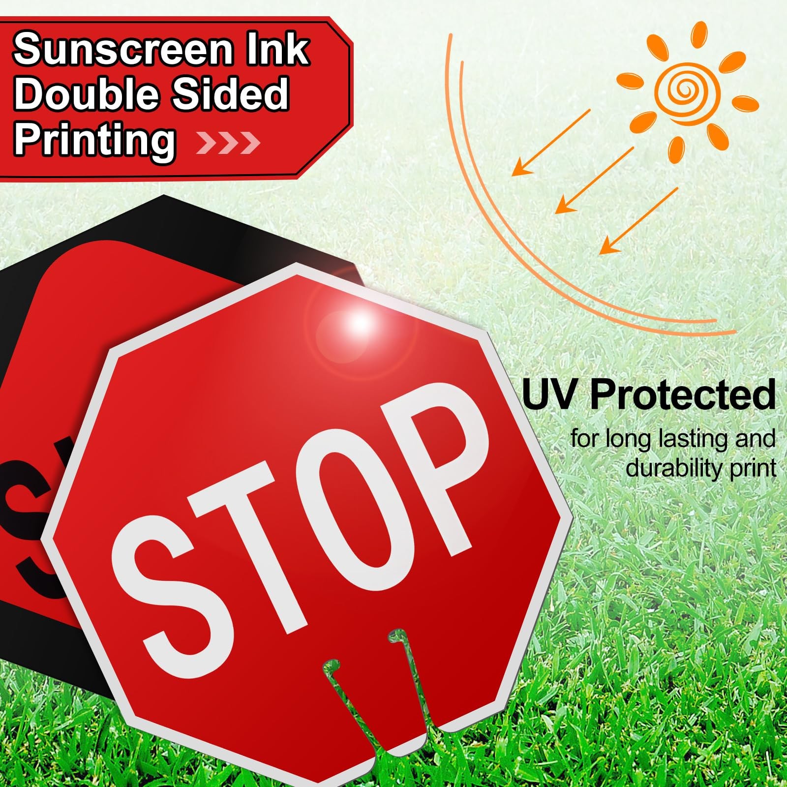 6 Pcs Stop Slow Traffic Signs 12 x 12 Inch Double Sided Road Safety Sign, Wea…