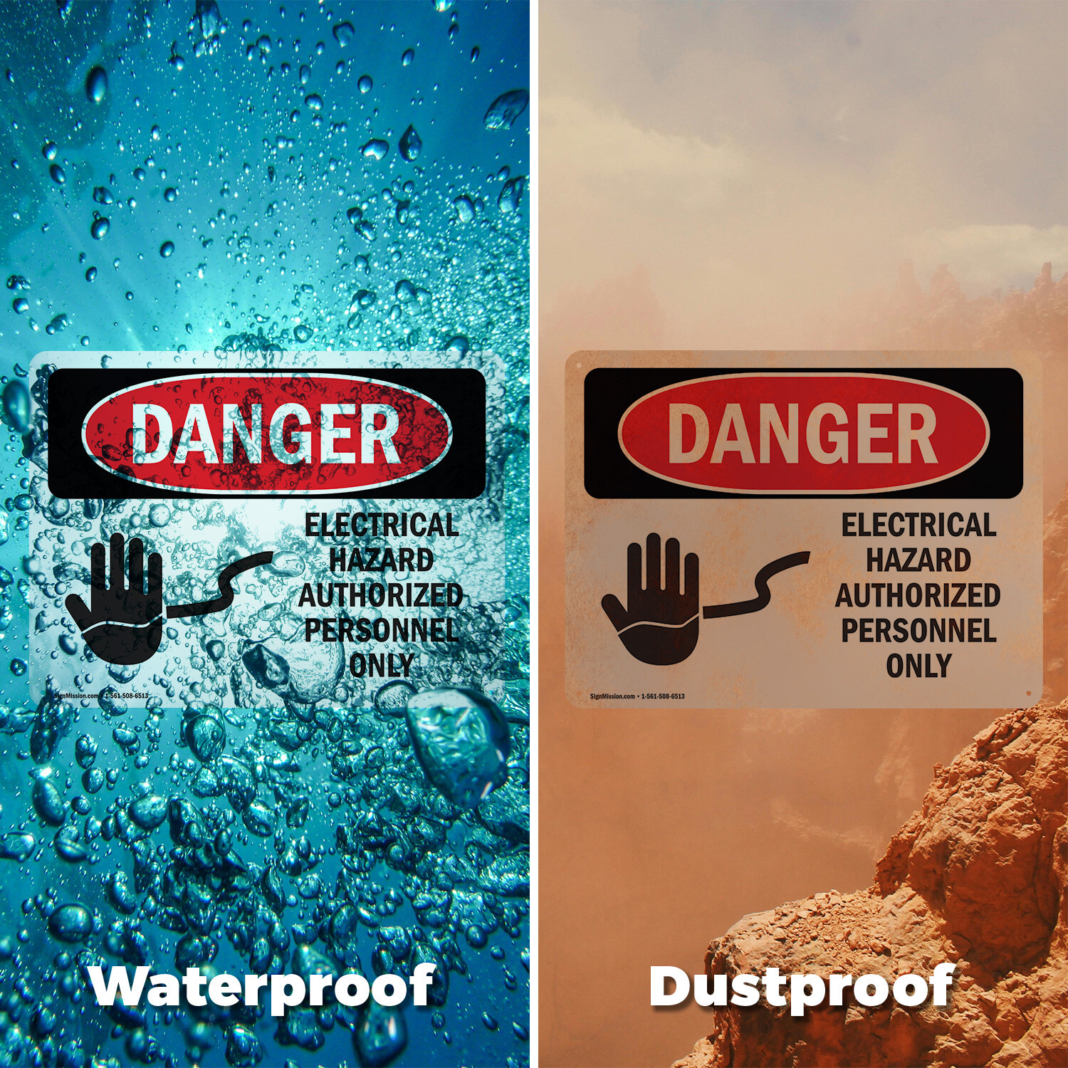 (2 Pack) Electrical Hazard Authorized Personnel Only OSHA Danger Sign Decal
