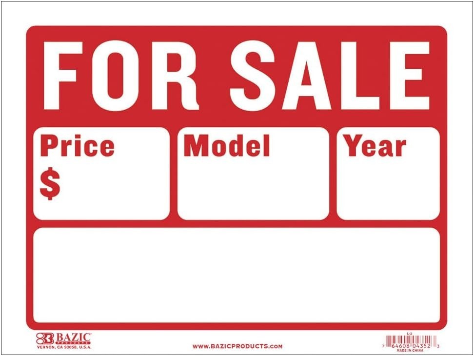 Sale Sign 9×12 Inches Plastic Wall Mount For Sale Sign