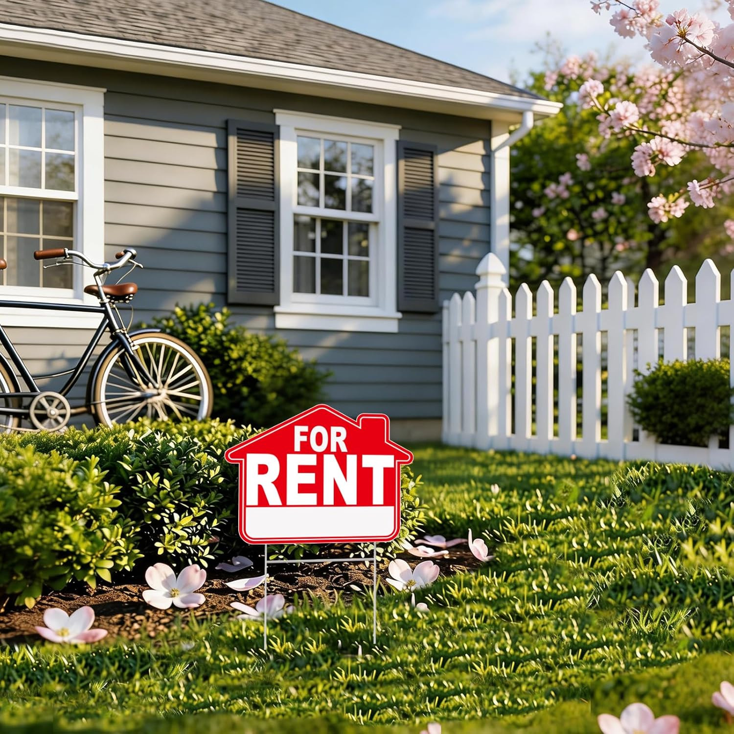 For Rent Sign with Stakes, 1-Pack 17&Prime;X13&Prime; Double-Sided Signs, Corrugated Plastic