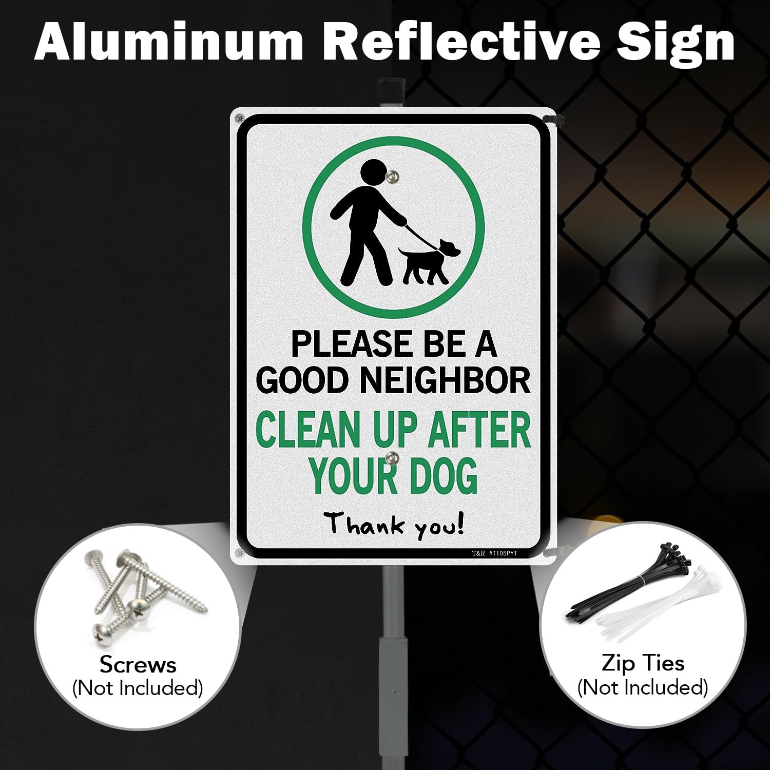 Please Be A Good Neighbor Clean Up After Your Dog Sign with 36&Prime; Stake for Out…