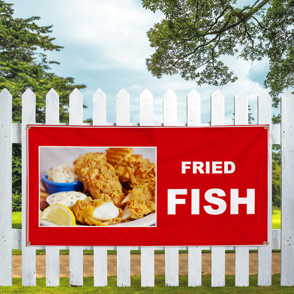 Vinyl Banner Multiple Sizes Fried Fish Food and Drink Restaurant and Food
