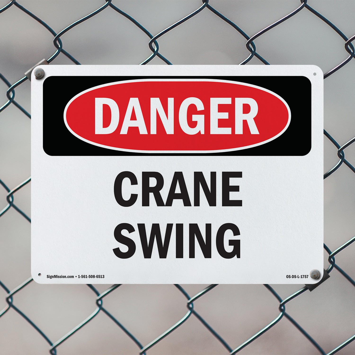 Crane Swing OSHA Danger Sign Metal, Plastic, Or Decal – 5 or 10 Pack