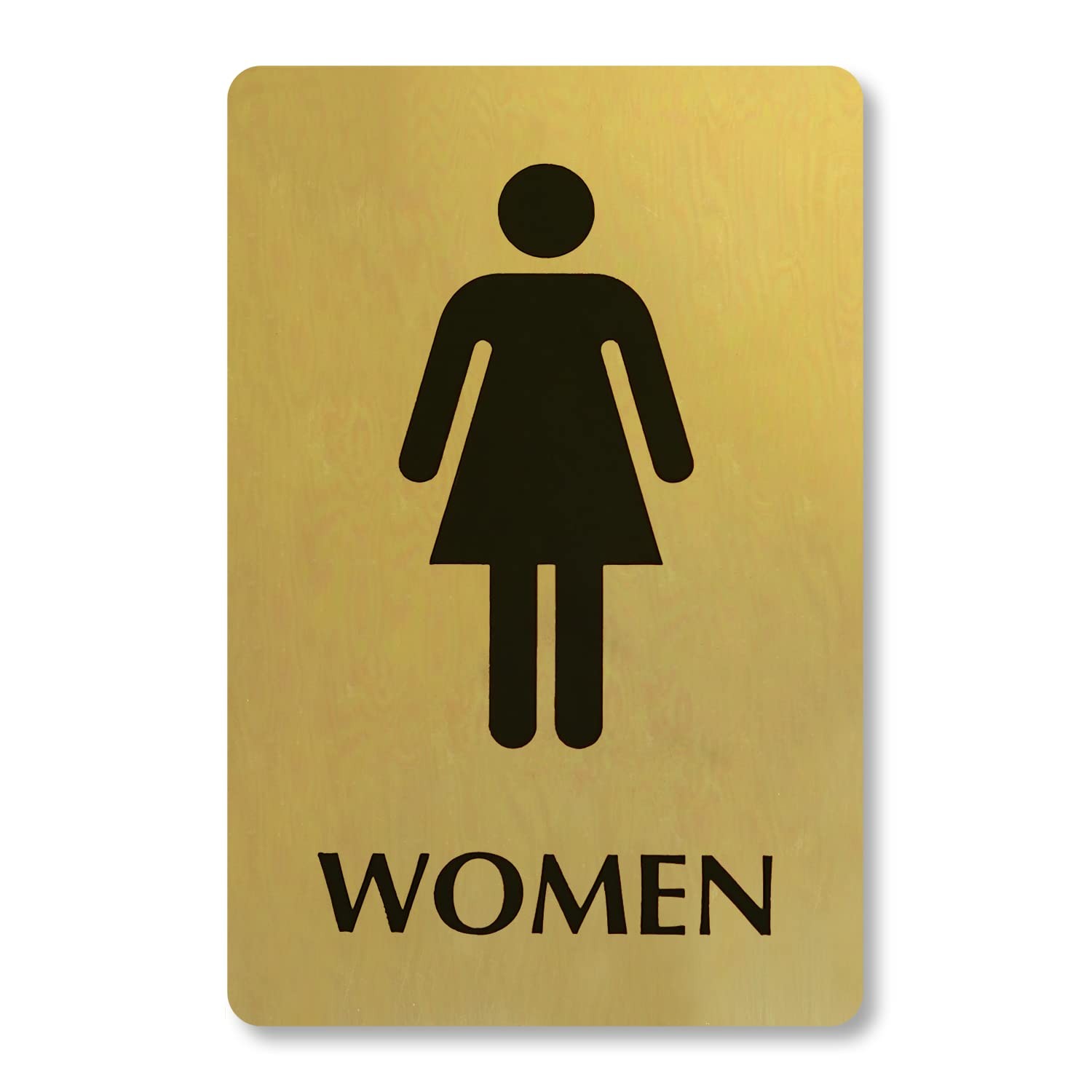 6×9 Inch Gold Black Engraved 40 Mil Brass Metal Womens Restroom Sign Door
