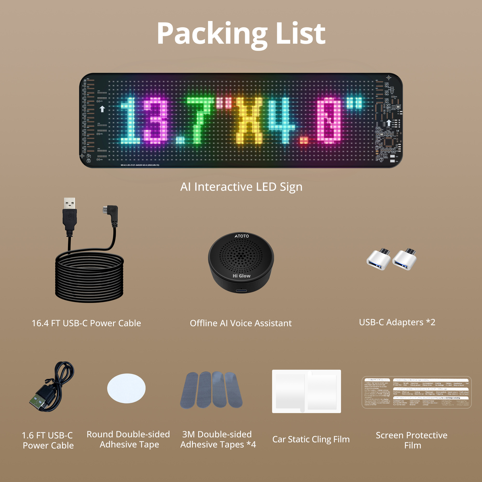 ATOTO 14 »x4 » Scrolling Advertising LED Signs AI Voice Control for Shop Bar Car