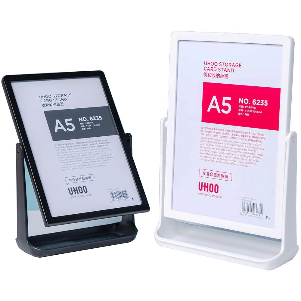 ECKEK ABS Plastic Sign Holder, Menu Displays T Shape Stand, Black