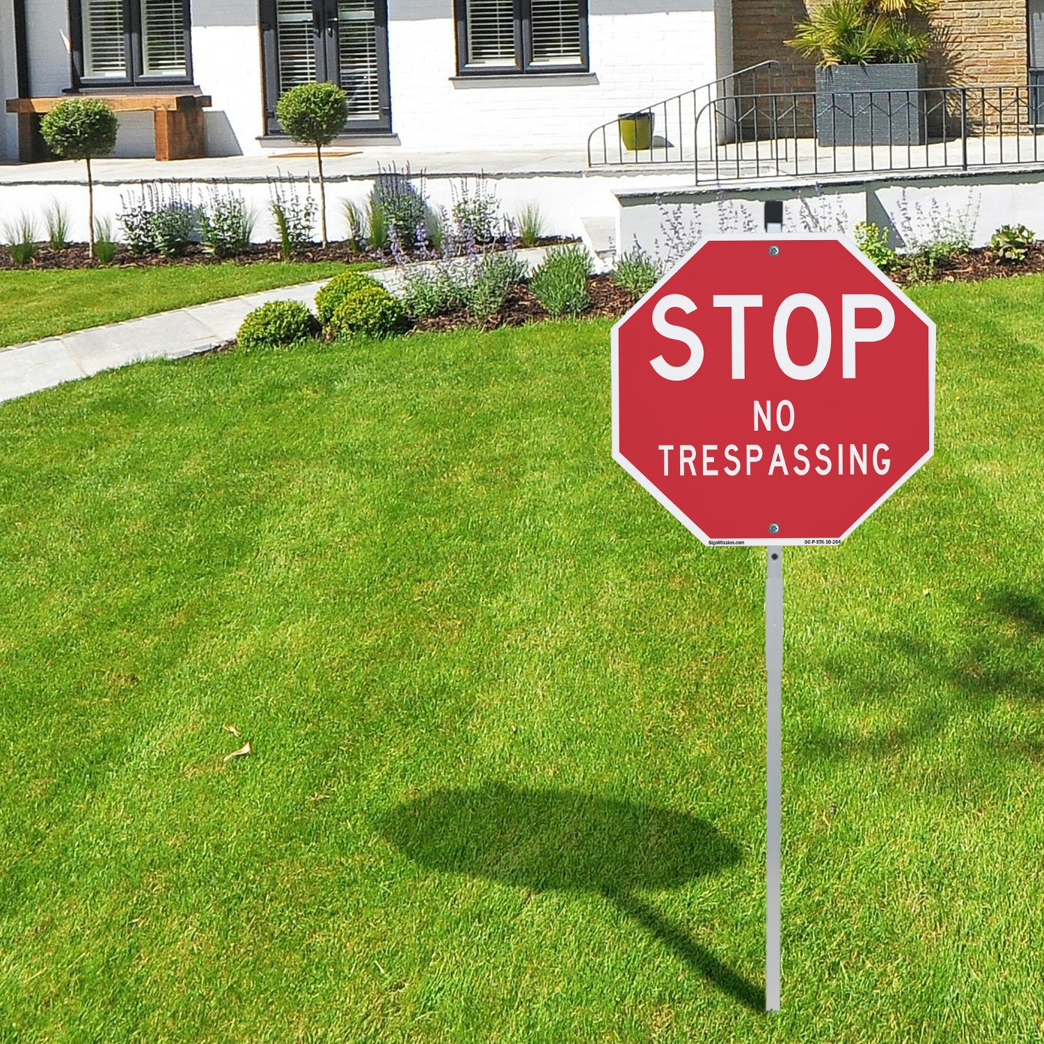 Stop No Trespassing Octagon Sign With Stake Weather Resistant UV Protected