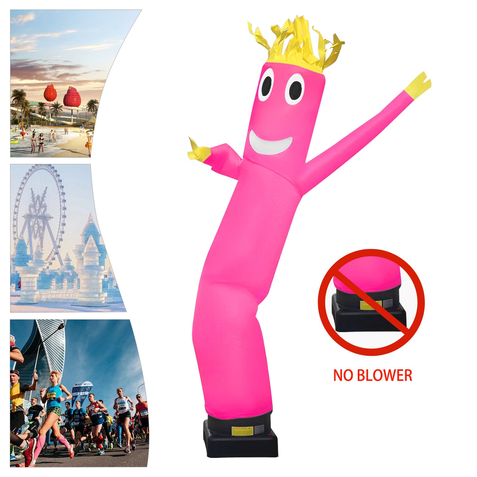 10ft Advertising Inflatable Tube Men, Waving Inflatable Tube Guy Pink