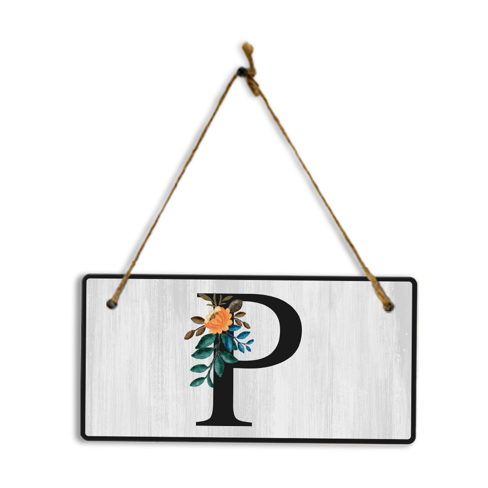 P Flower Decor 5×10 Hanging Wall or Door Sign | Alphabet Letter Room Decoration