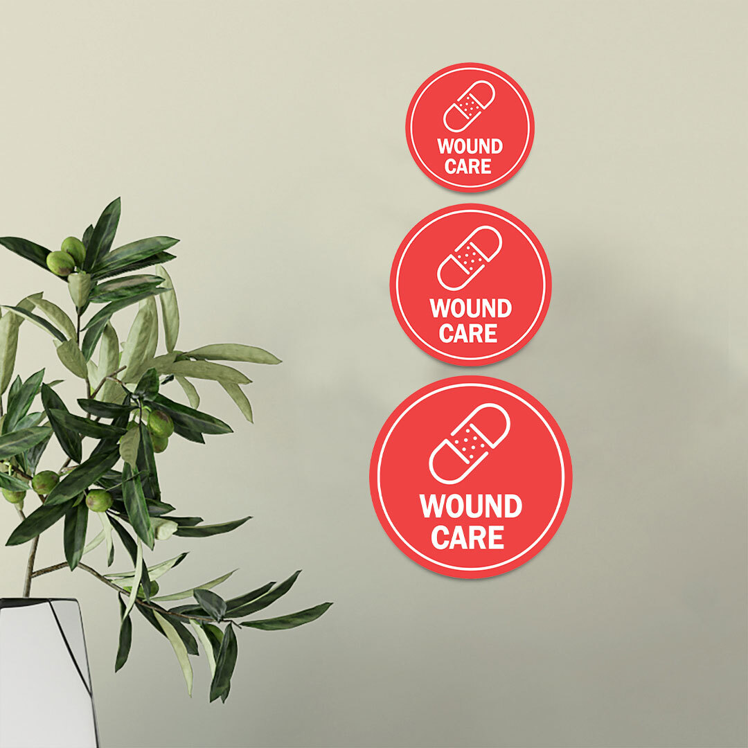 Circle Plus Wound Care Wall or Door Sign | Easy Installation