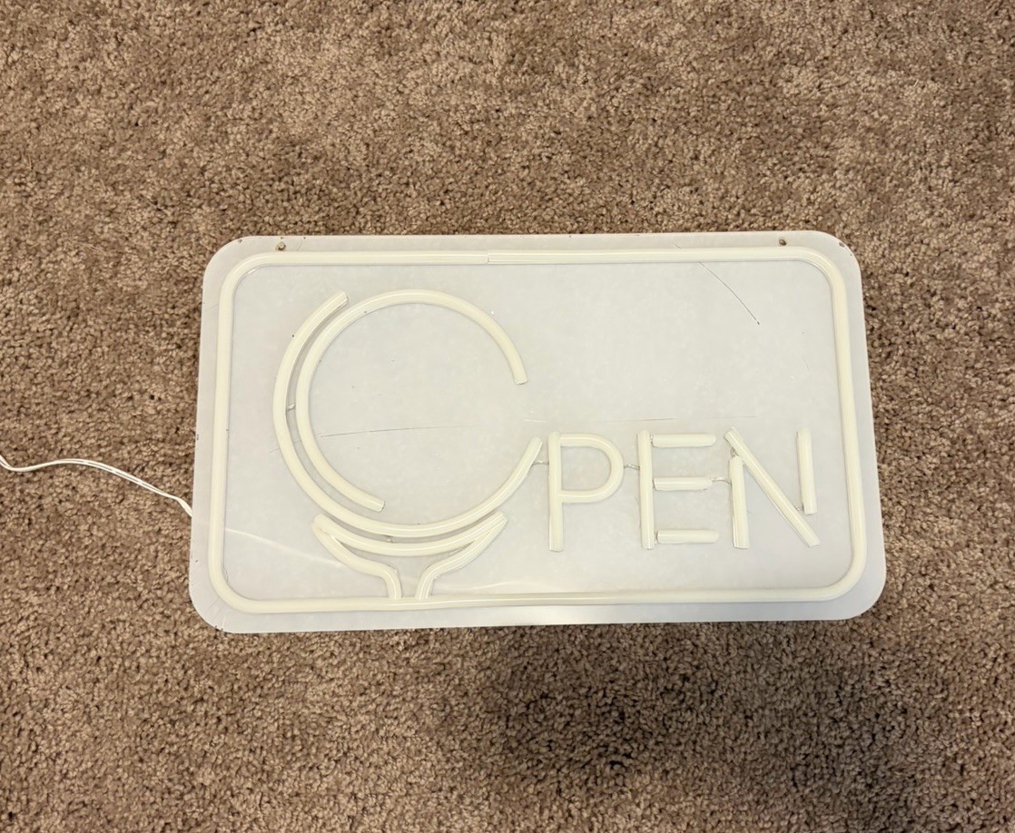 Green and White LED Illuminated Hanging Open Sign for Business Hours/Status