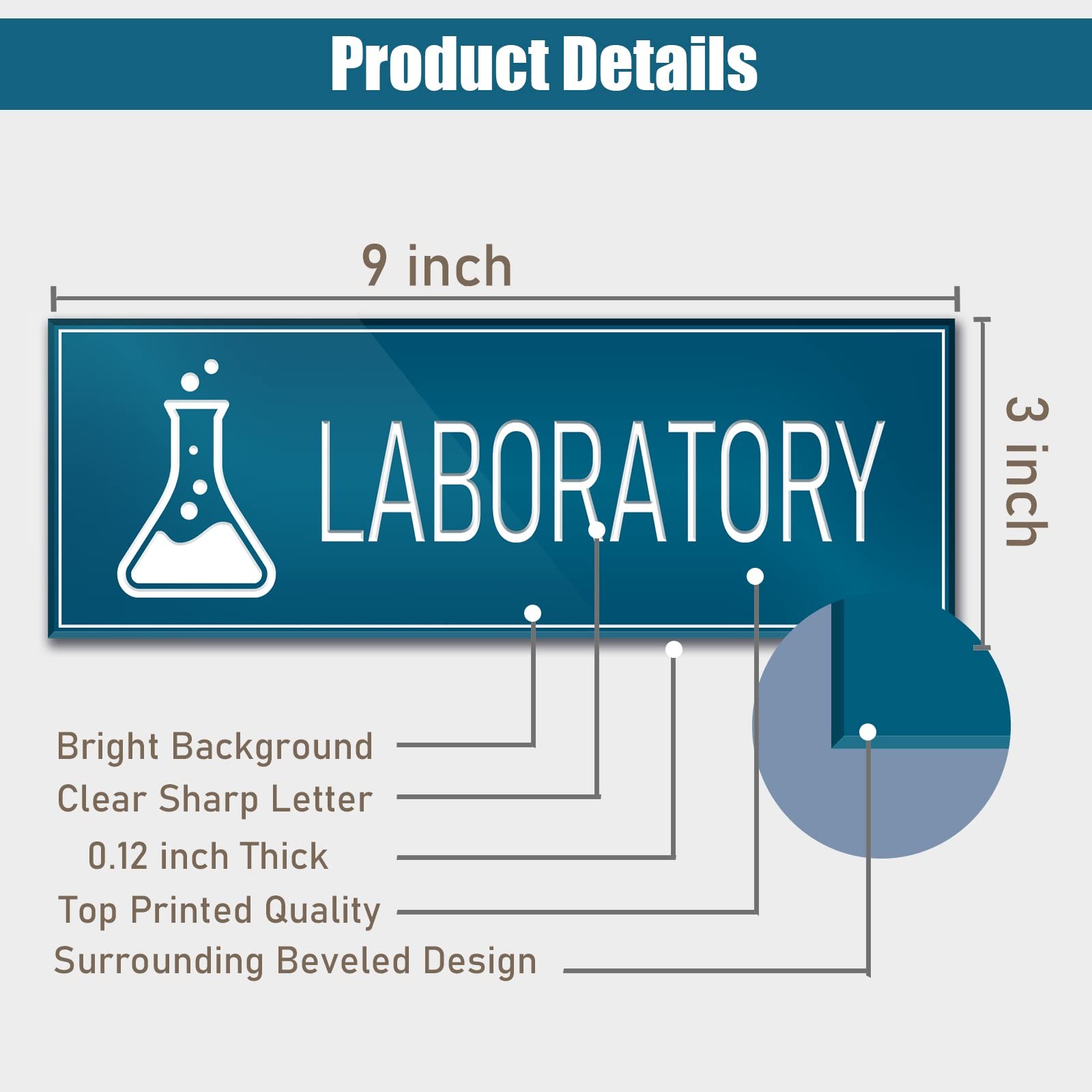 9×3 Inch Laboratory Sign SelfAdhesive Door Wall Window Signage Blue 1 PCS