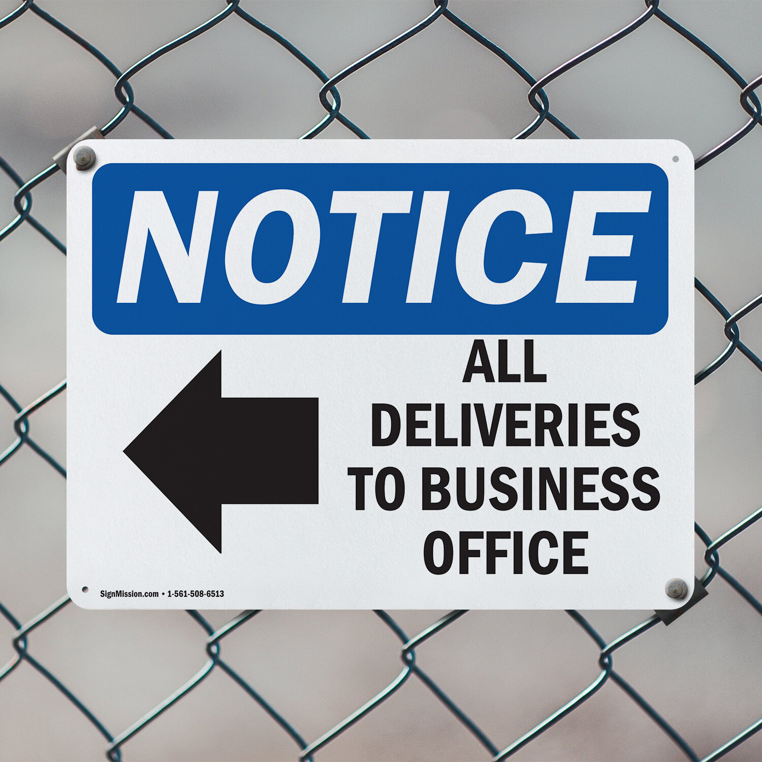 (2 Pack) All Deliveries To Business Office OSHA Notice Sign Decal Metal Plastic