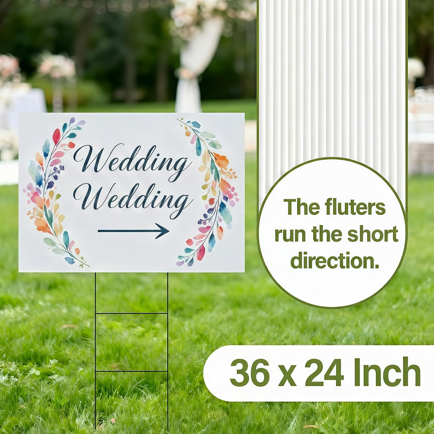 2 Pack 24 X 36 Inch Blank Yard Signs, Large Poster Board with Metal Stakes, Yard