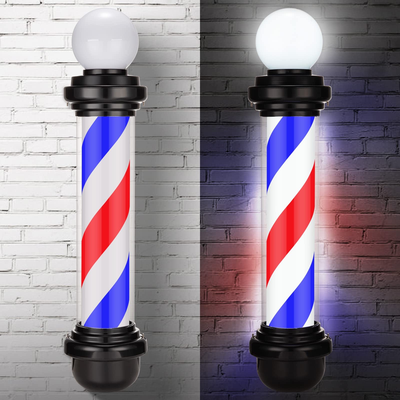 Noverlife 34In Barber Pole Led Sign Barber Shop Pole Red Blue White Stripes