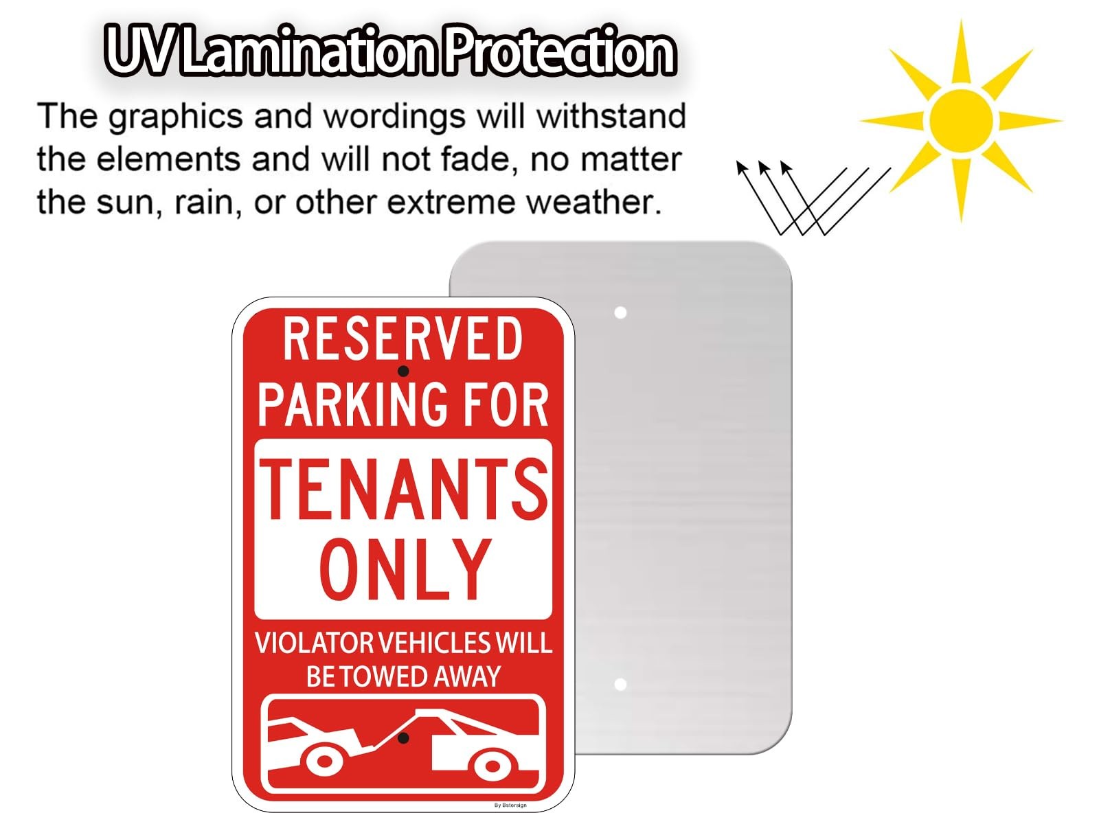 2-Pack 18×12 inch Large Reserved Parking Sign for Tenants Only Reflective