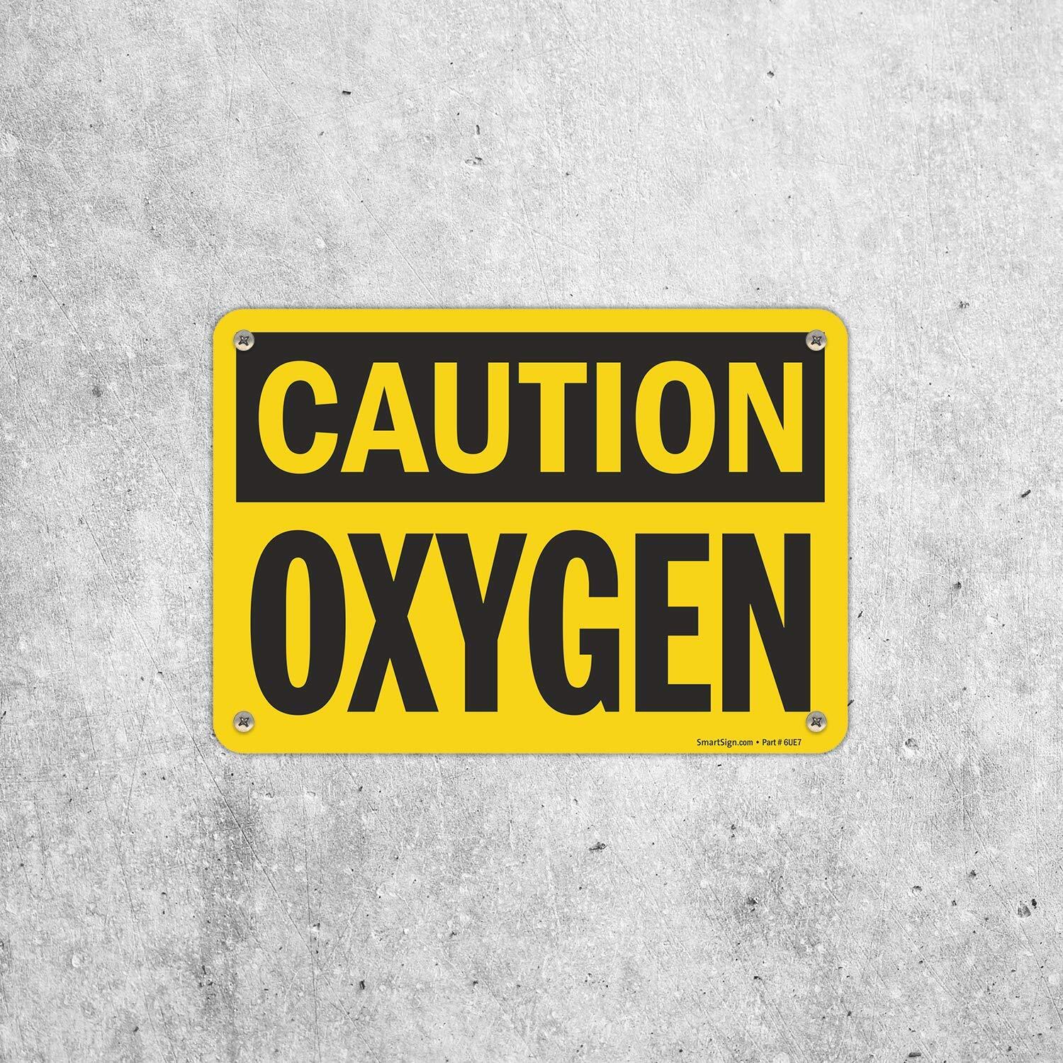 7&Prime;x10&Prime; Caution – Oxygen Sign Durable Plastic for Safety Workplace Industrial