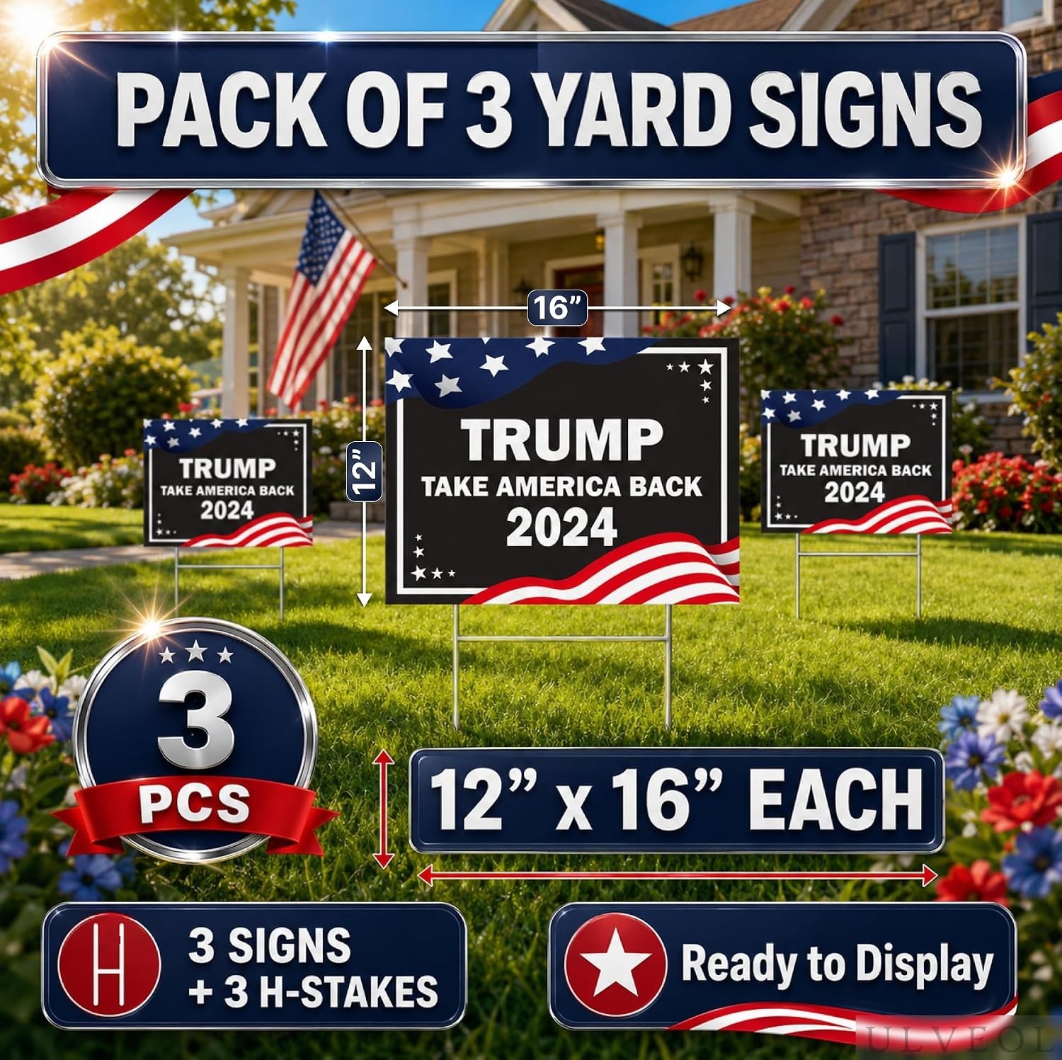 Weather-Resistant 12×16 Coroplast Yard Signs – Political Expression Set of 3