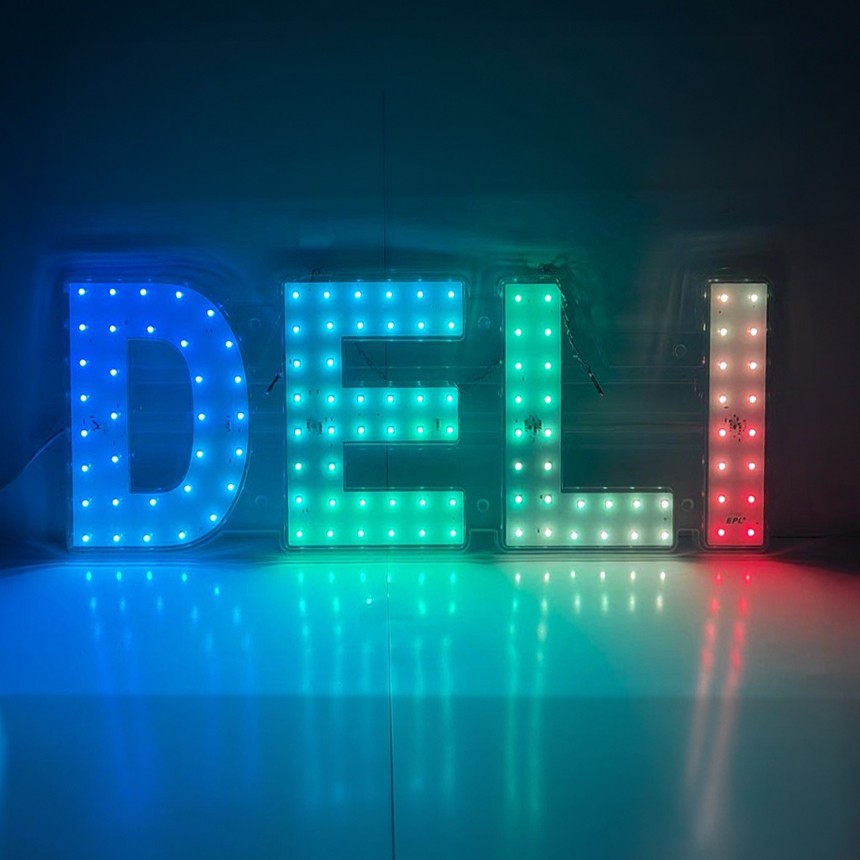EPL Signs DELI RGBW Wave LED Sign 10&Prime;x28&Prime; Remote 4G Full-color Changes